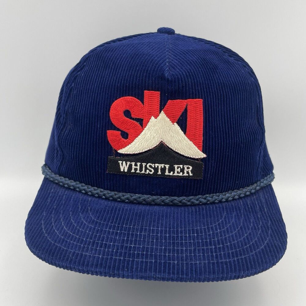 Vintage Whistler Blackcomb Ski Skiing Canada Corduroy Snapback Hat Cap Rare